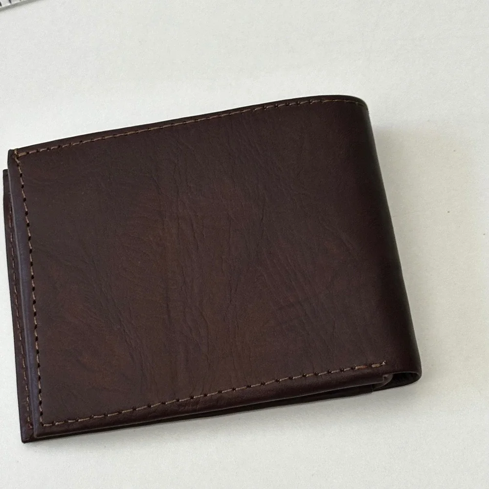 Handmade Leather Bifold Wallet Mens Rustic Chocolate Brown Artisan Nicaragua